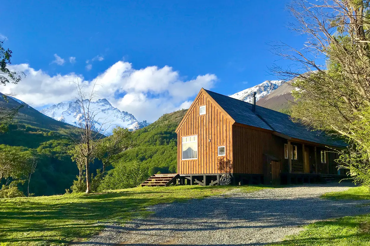 Private lodge at the foot of Cerro Castillo, next to Cerro Castillo National Park on the Carretera Austral, Patagonia Chile.