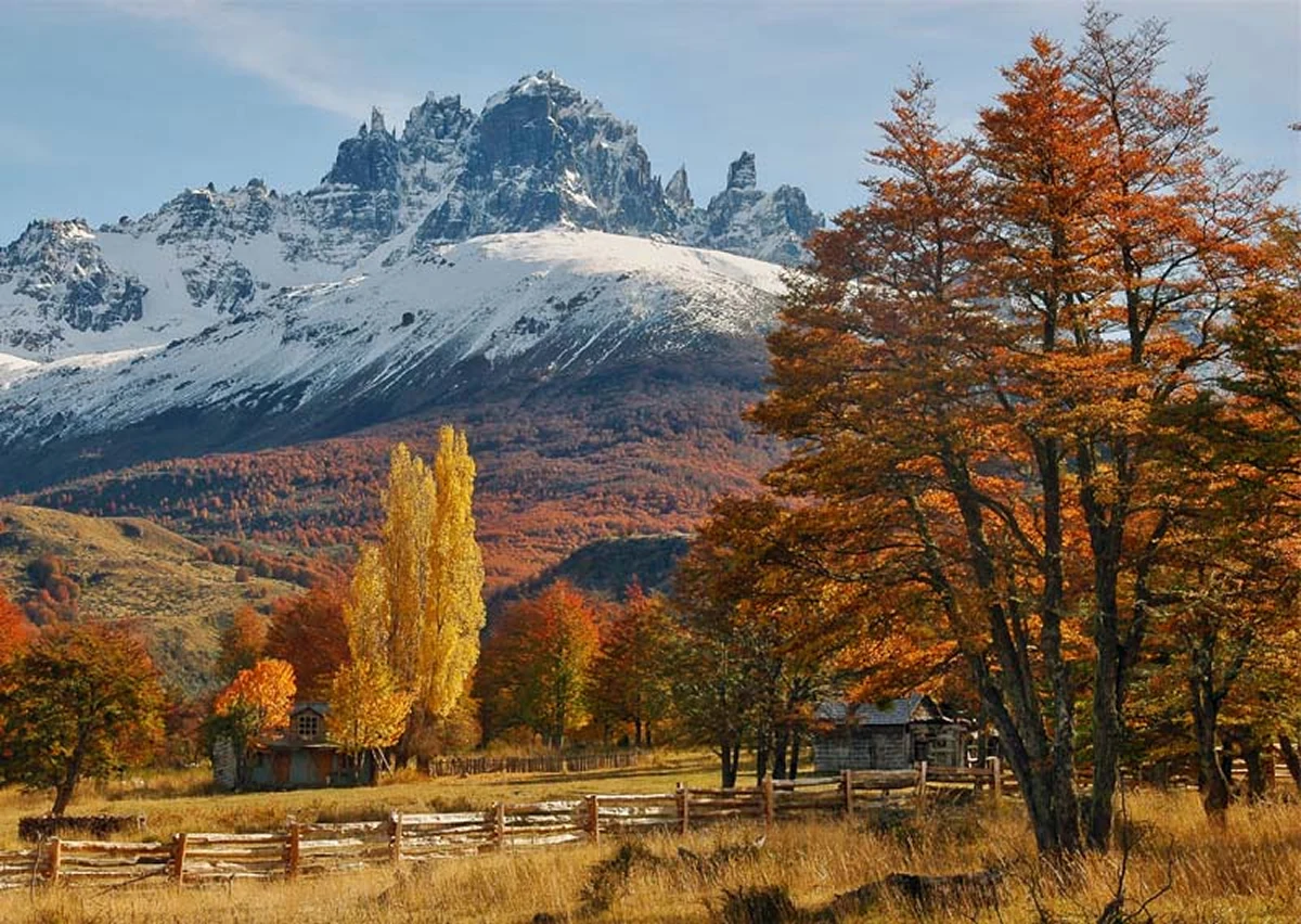 Small group of travellers resting in the mountains of Patagonia