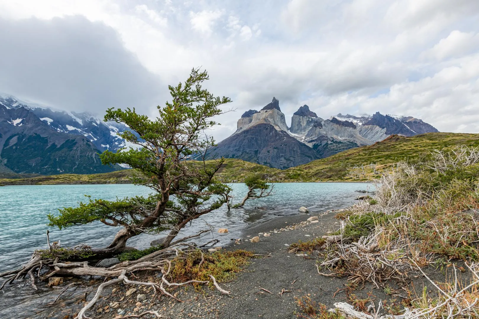 Cuernos del Paine above Lake Pehoé in Torres del Paine National Park, Chile
