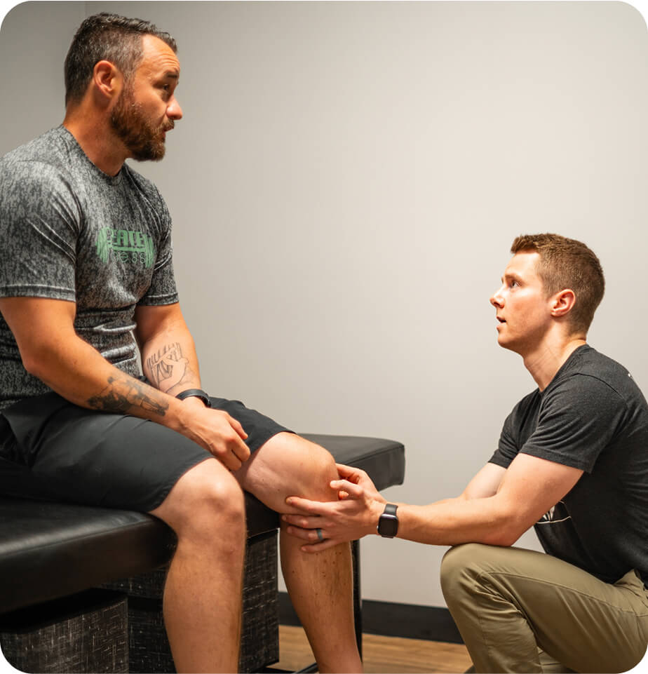brooks working with patient knee - pt services