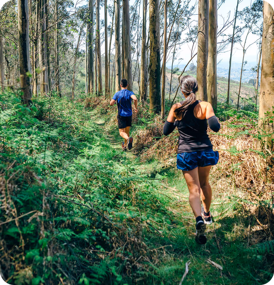 runners jogging through mountain trail - running pt services