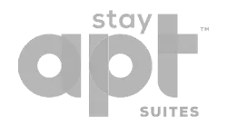 Stay Apt Suites logo with text 'stay' above large letters 'apt' and 'suites' below.