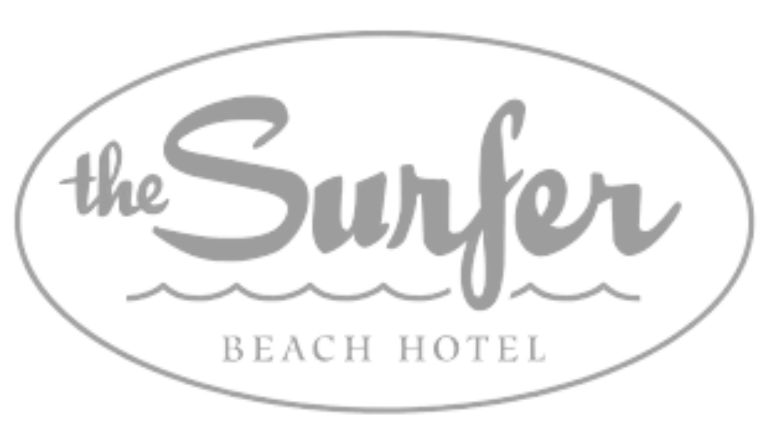 The Surfer Beach Hotel logo in a handwritten style within an oval border.