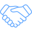 Icon of two hands shaking symbolizing agreement or partnership.