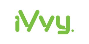 Green lowercase iVvy logo with a stylized design and a dot at the end.