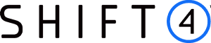 Text 'SHIFT' followed by the number 4 inside a blue circle.