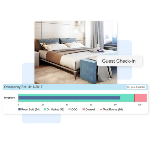 Hotel management software dashboard by Jonas Chorum showing property performance and reporting tools
