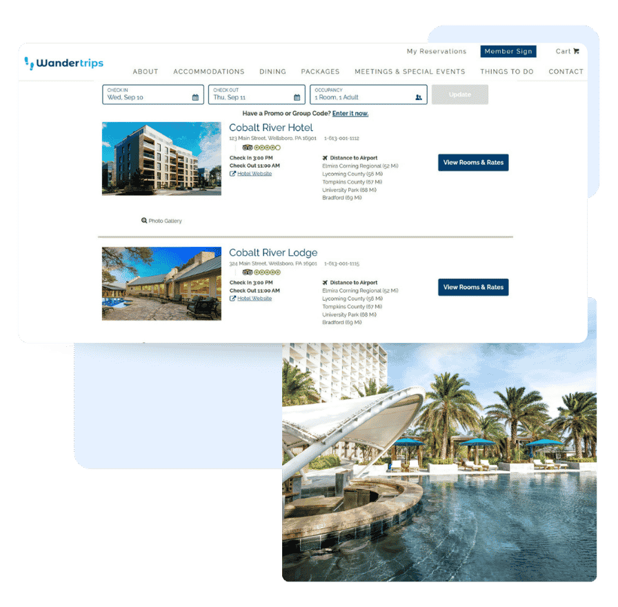 Central reservation system showing real-time hotel booking and channel distribution dashboard