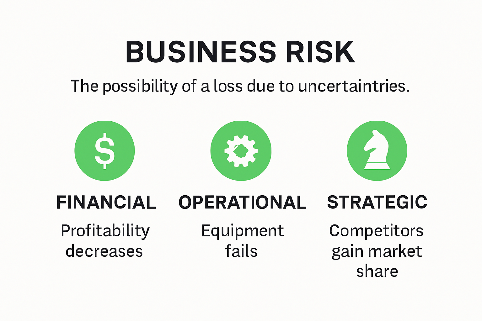 Infographic showing types of business risk with examples