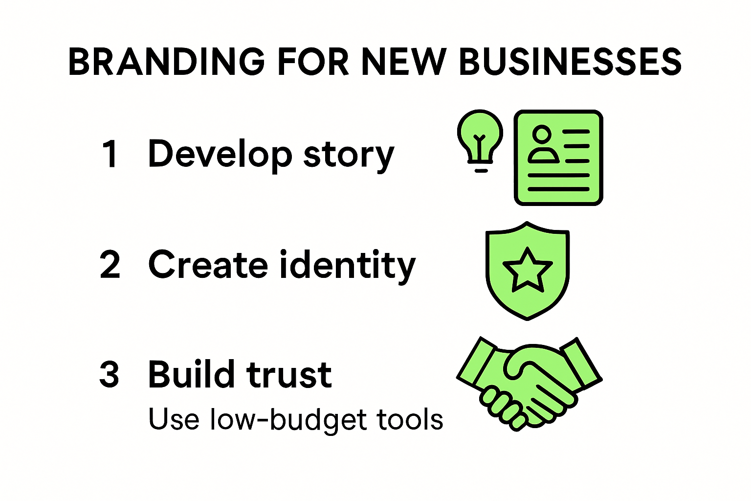 Branding steps infographic for new businesses