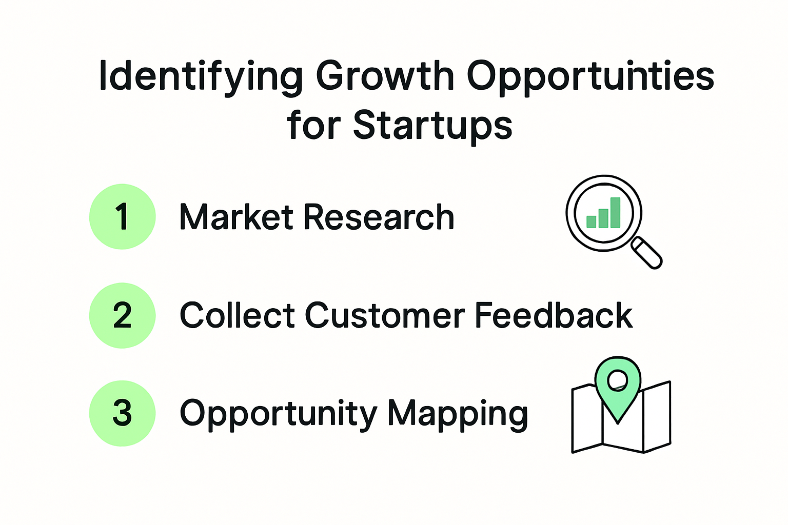 Infographic showing startup growth strategies and validation steps