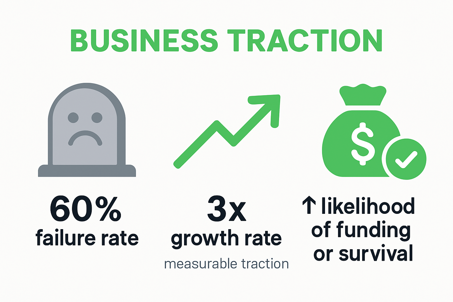 Infographic showing startup failure rates and traction impact