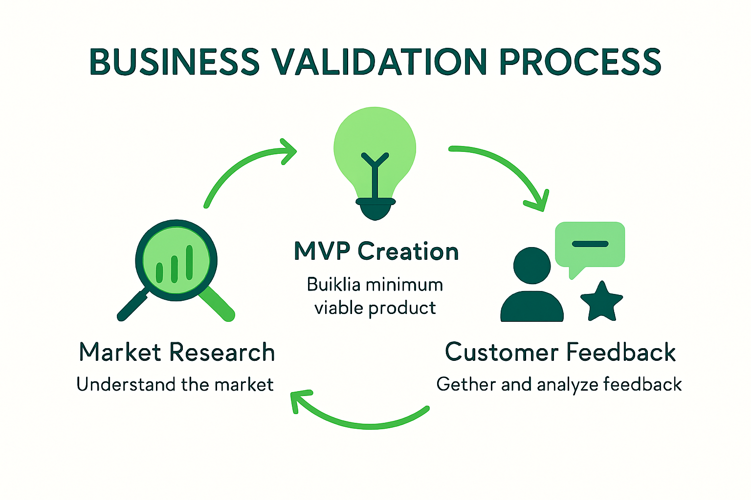 Step-by-step business validation process infographic
