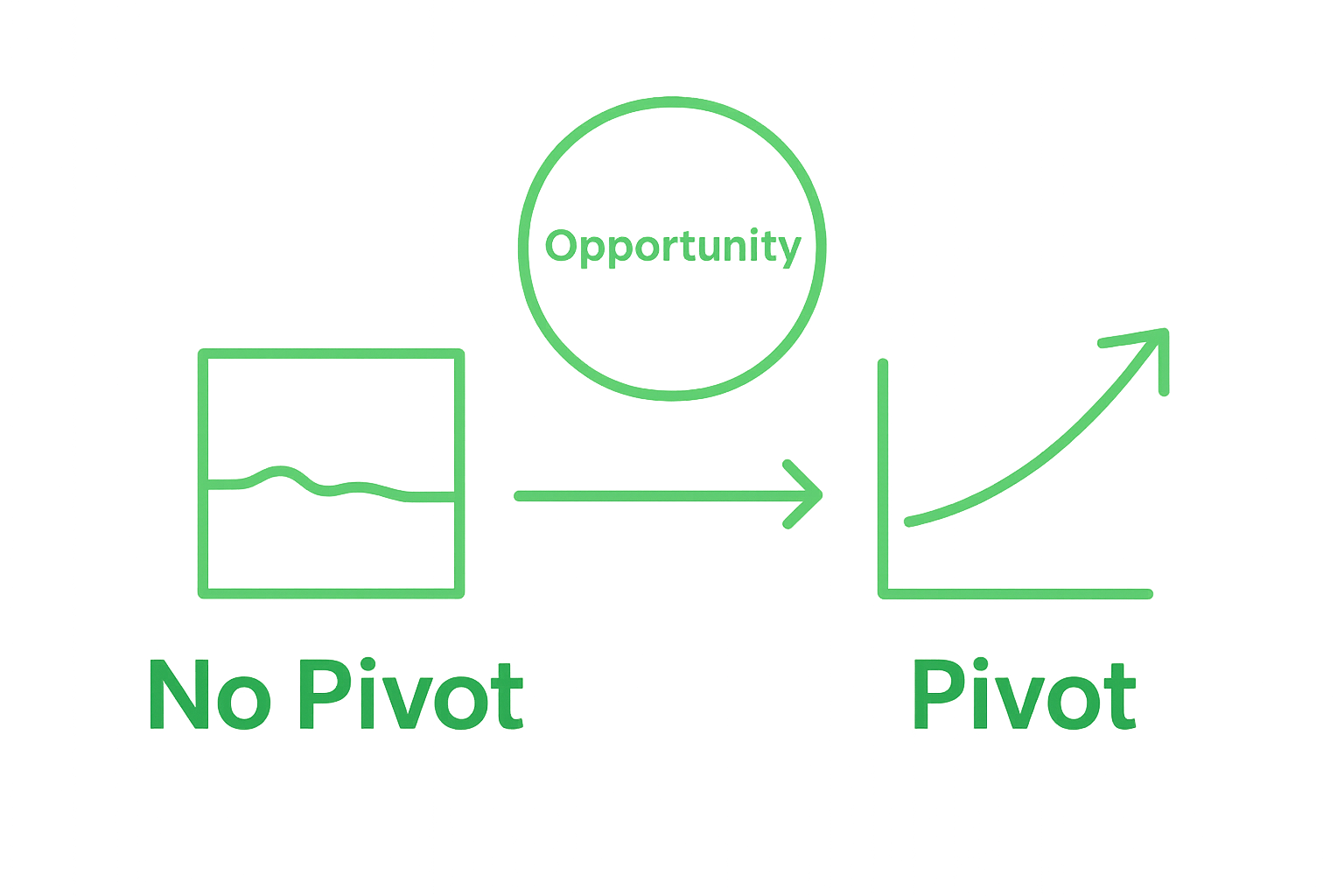 Infographic comparing company that pivots versus one that does not