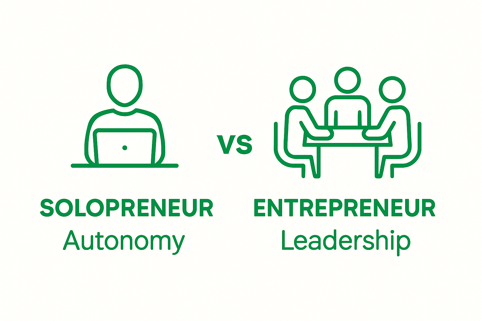 Solopreneur versus Entrepreneur simple comparison graphic