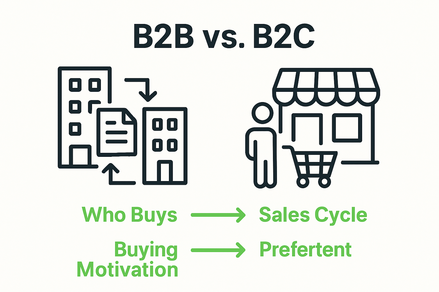 Infographic comparing B2B and B2C basics side by side