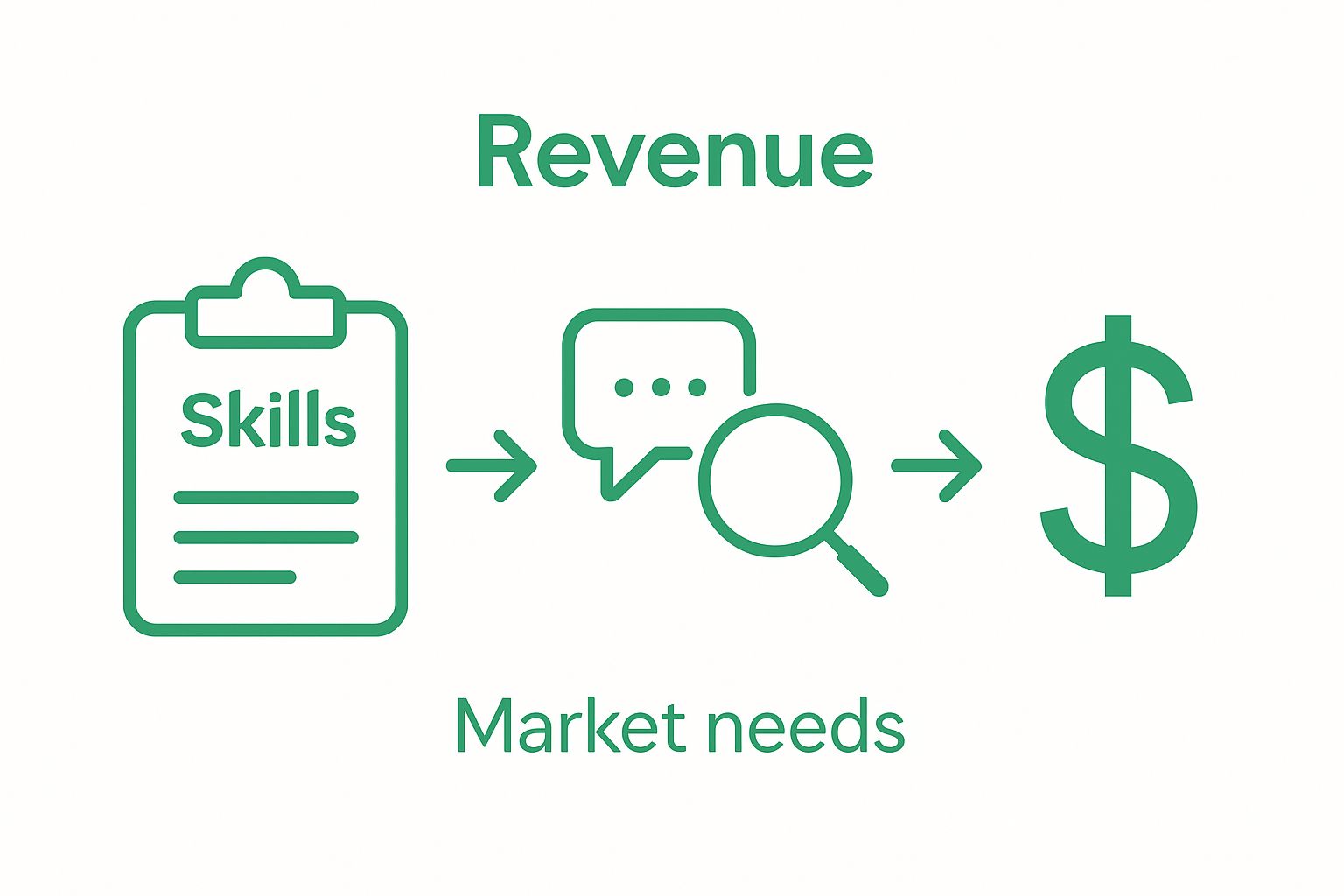Infographic mapping skills to market needs to revenue