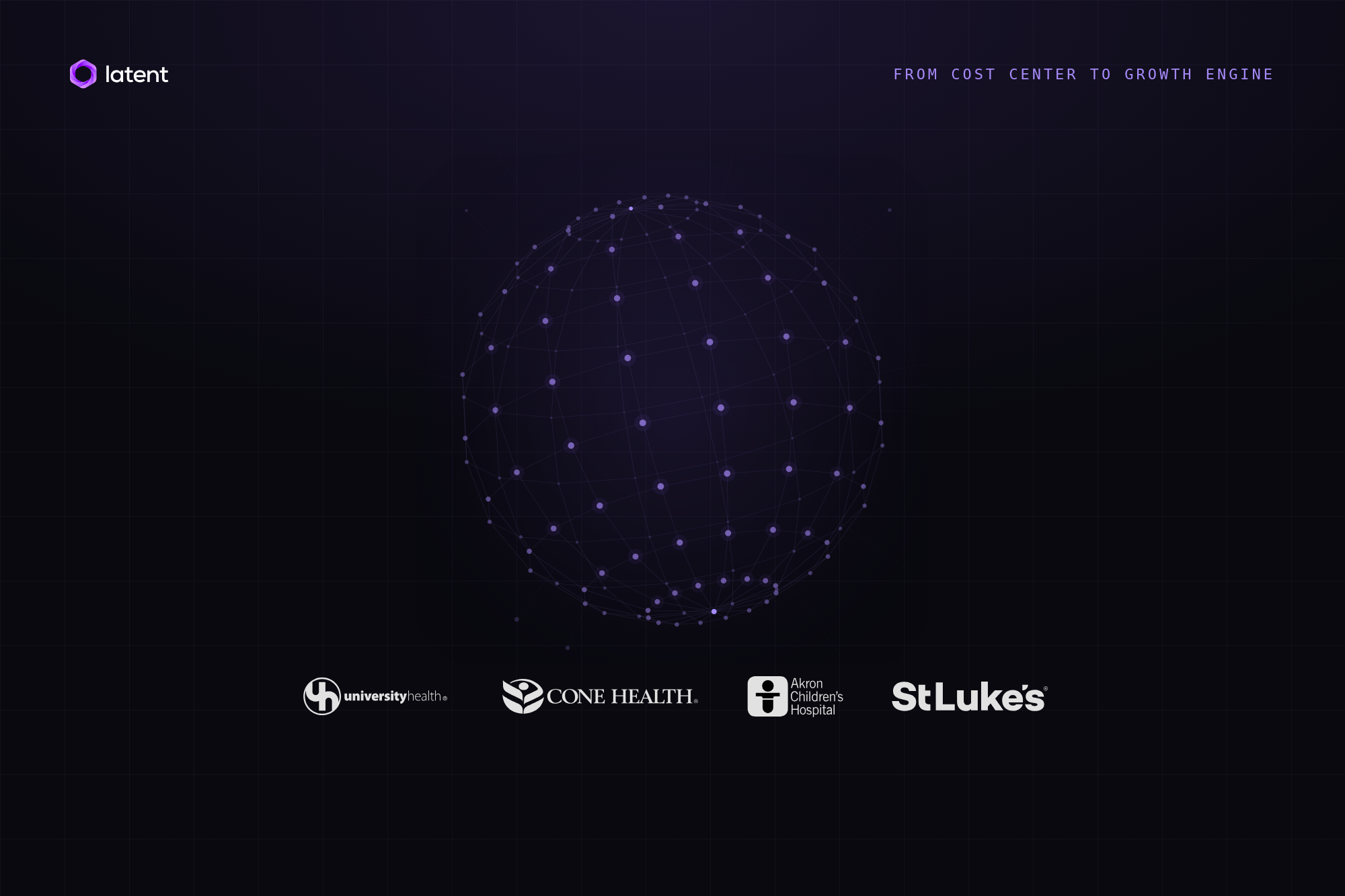 Netted sphere, dark colorway, with the four health-system logos