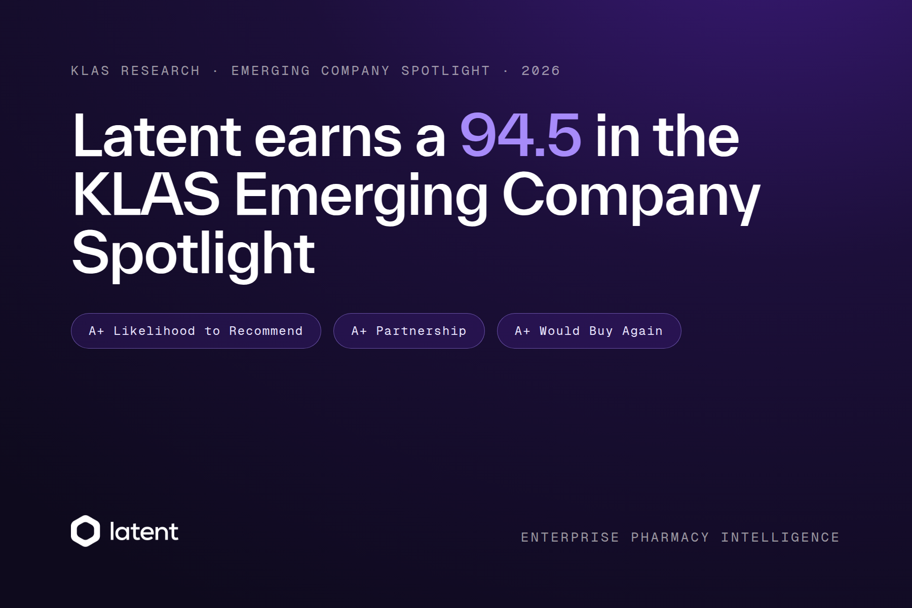 Latent earns a 94.5 in the KLAS Emerging Company Spotlight