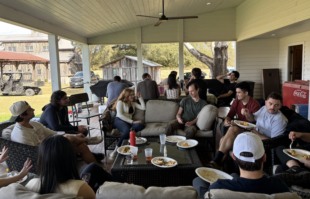 Ekho team taking dealer demos from the porch