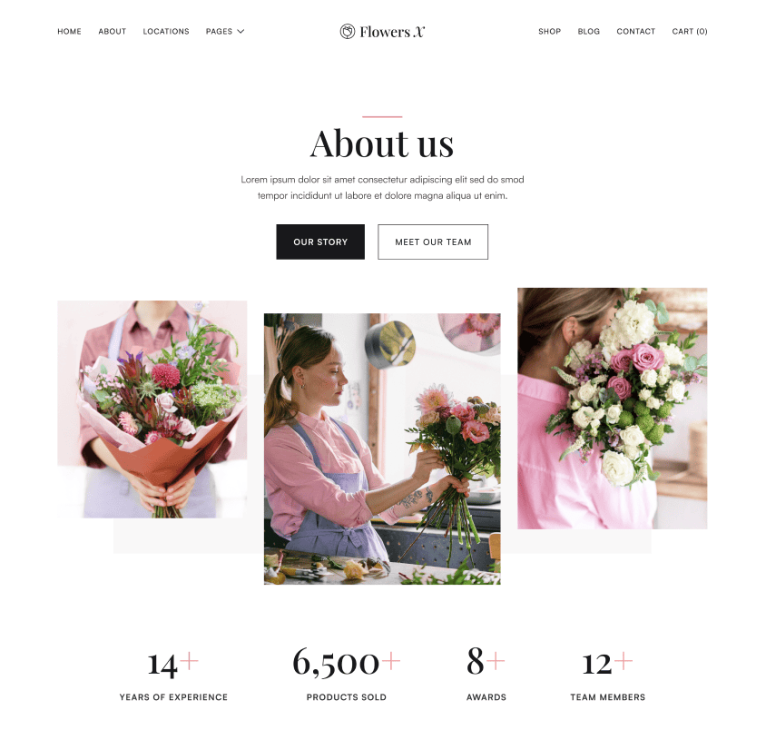 Flowers X - About Page - Florist Webflow Template