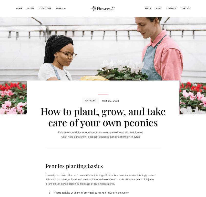 Flowers X - Blog Post Page - Florist Webflow Template
