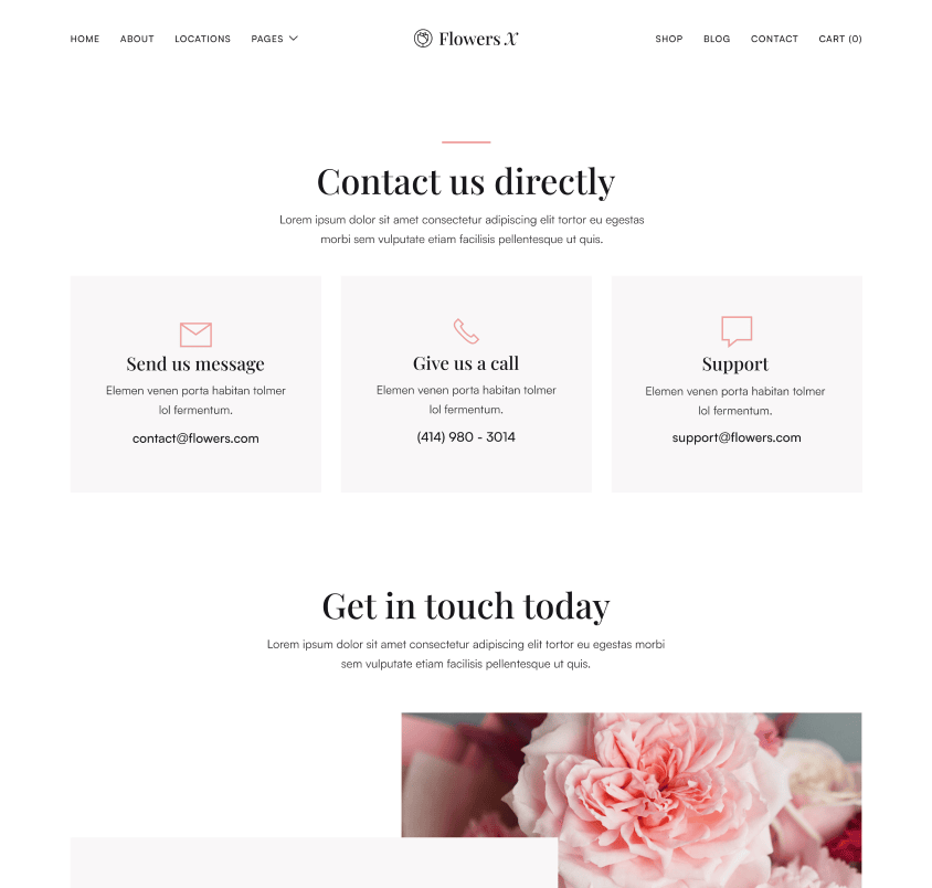 Flowers X - Contact V1 Page - Florist Webflow Template