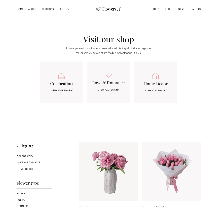 Flowers X - Shop Page - Florist Webflow Template