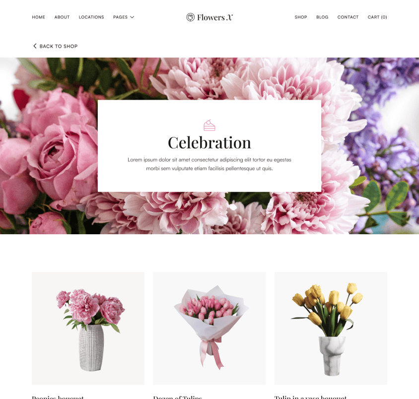 Flowers X - Shop Category Page - Florist Webflow Template