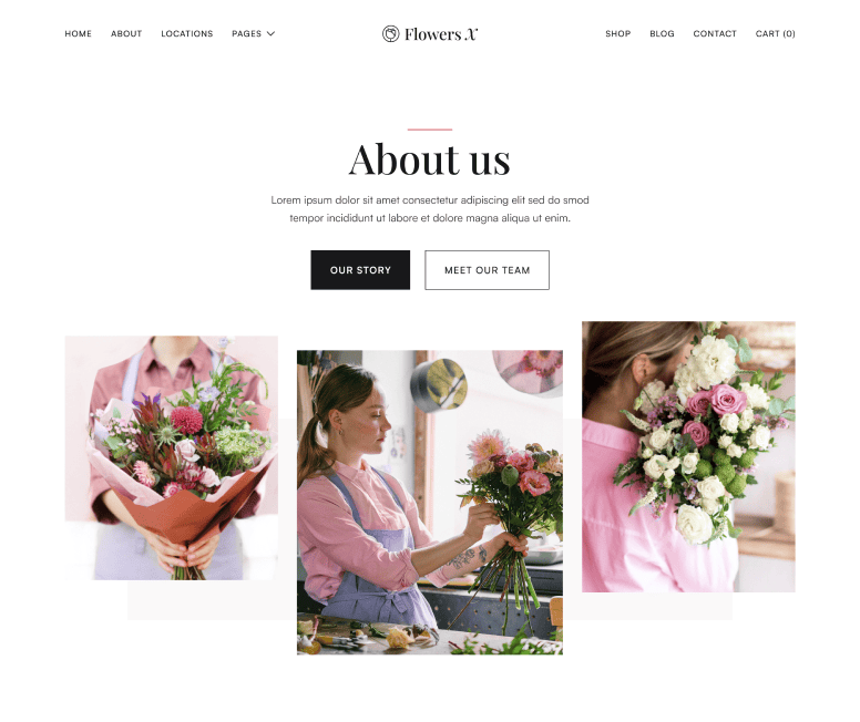 Flowers X - About Main Page - Florist Webflow Template