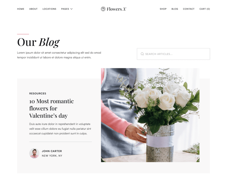 Flowers X - Blog V1 Main Page - Florist Webflow Template