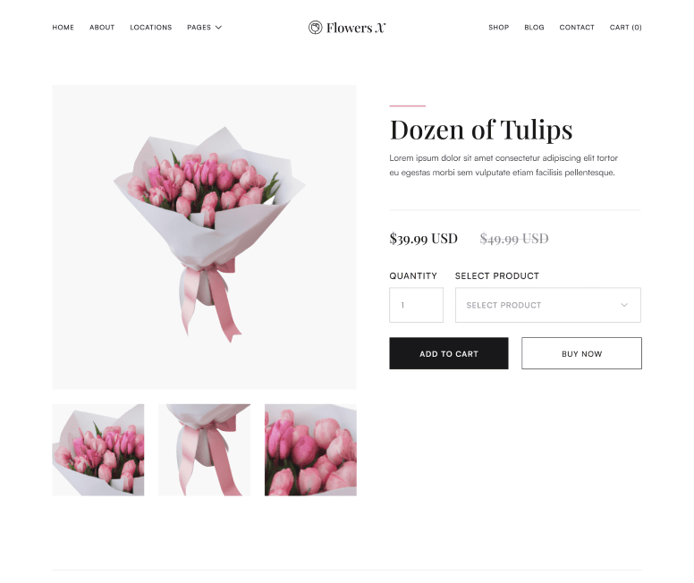 Flowers X - Shop Single Main Page - Florist Webflow Template