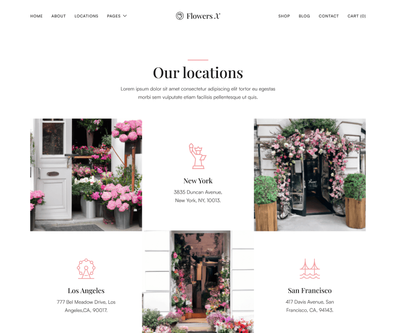 Flowers X - Location Main Page - Florist Webflow Template