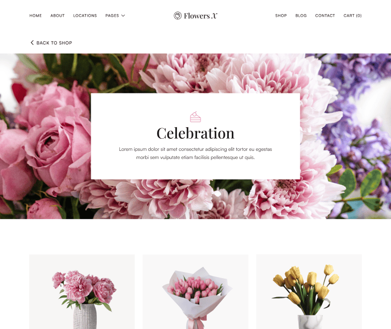 Flowers X - Shop Category Main Page - Florist Webflow Template