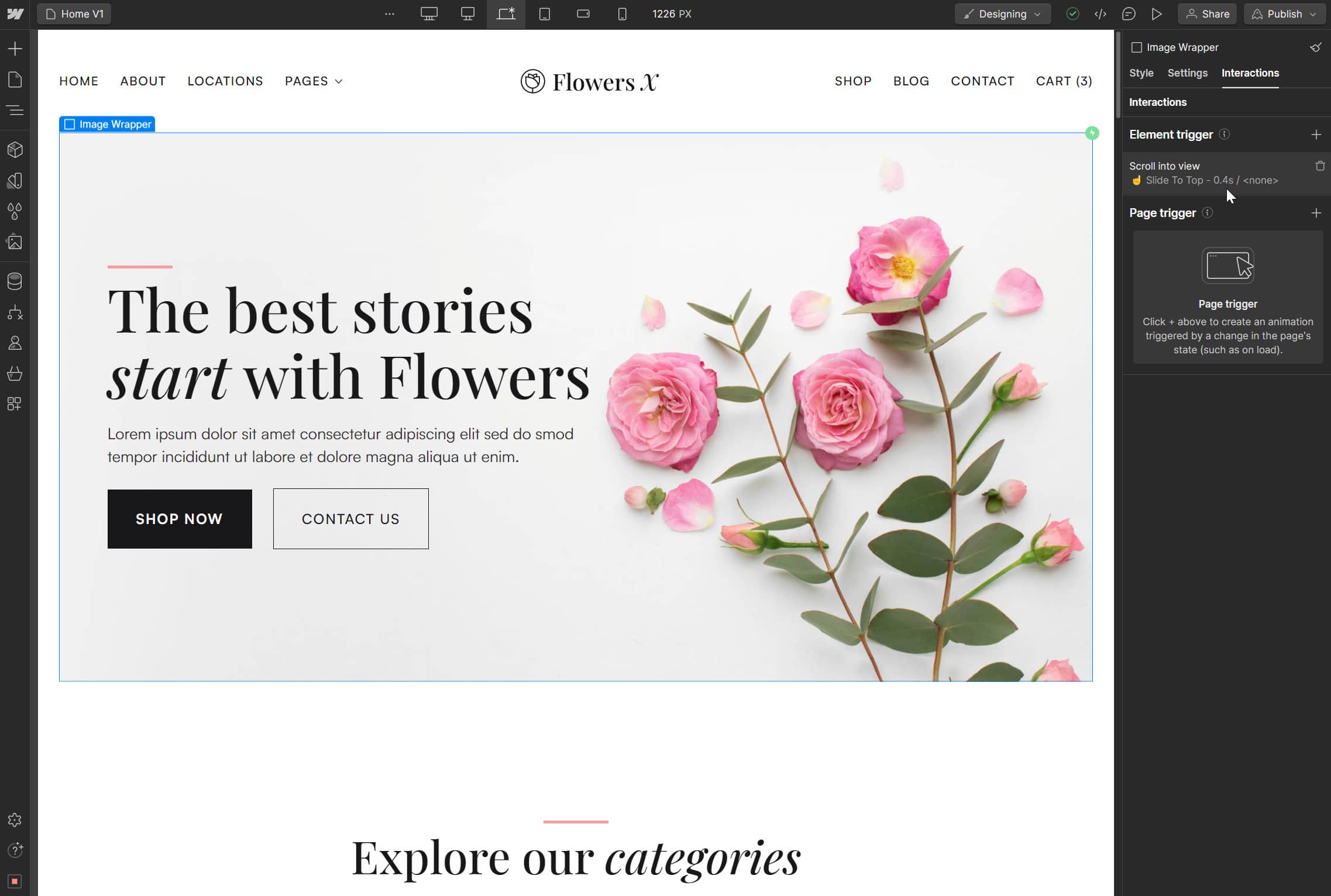 Flowers X Webflow Template And Ui Kit - Animations