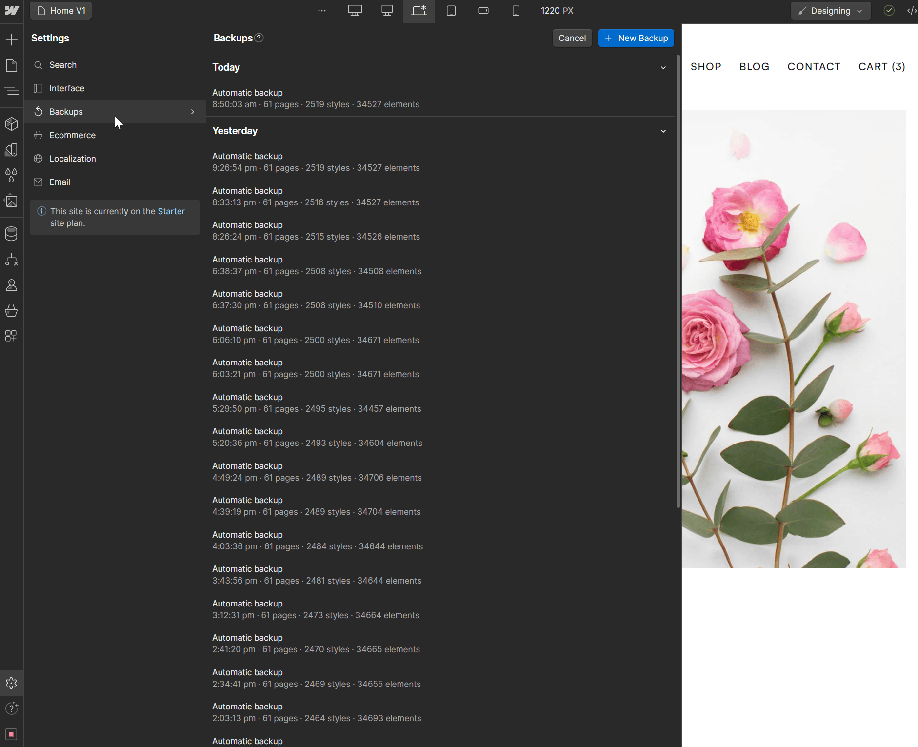 Flowers X Webflow Template And Ui Kit - Backups