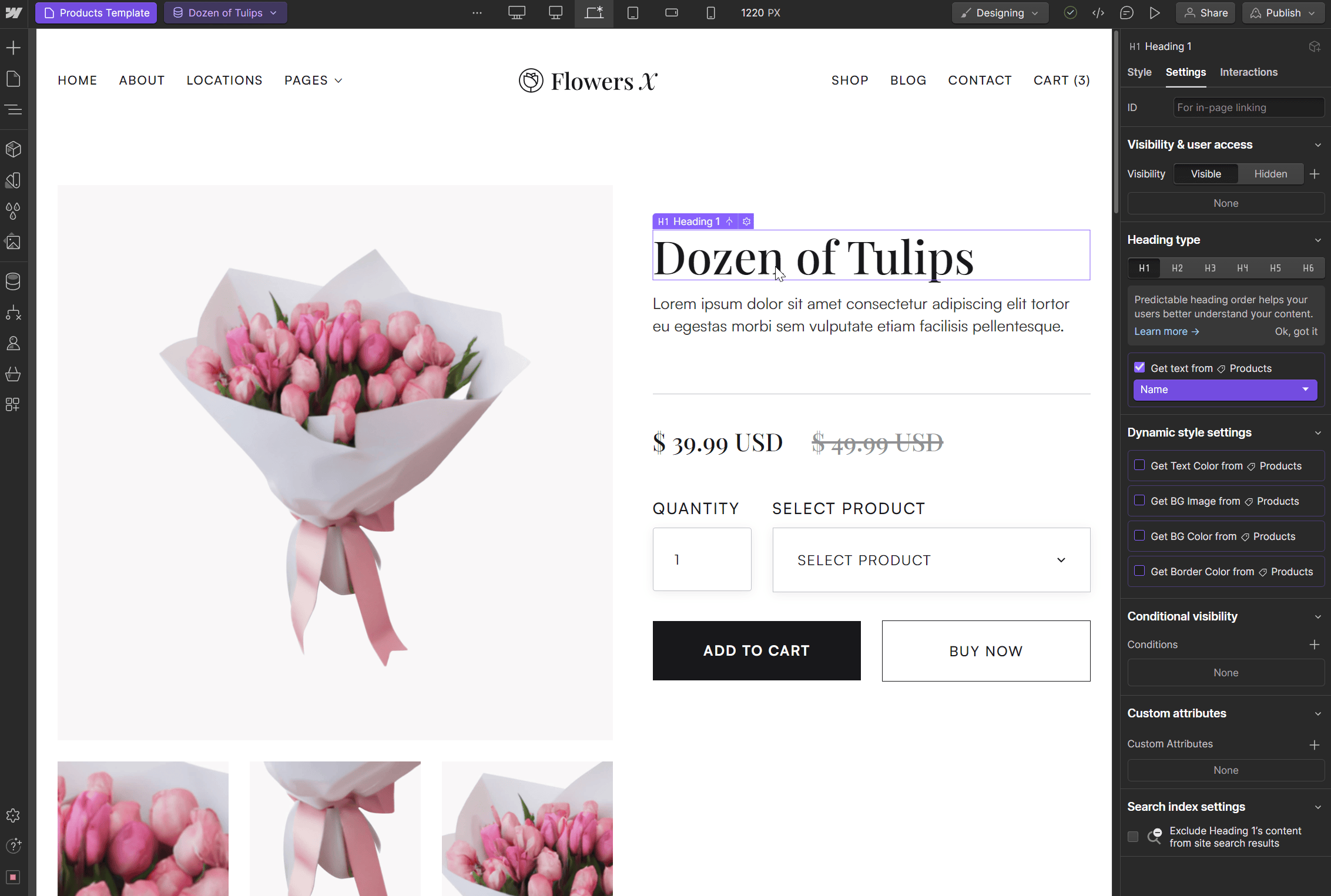 Flowers X Webflow Template And Ui Kit - Ecommerce Page