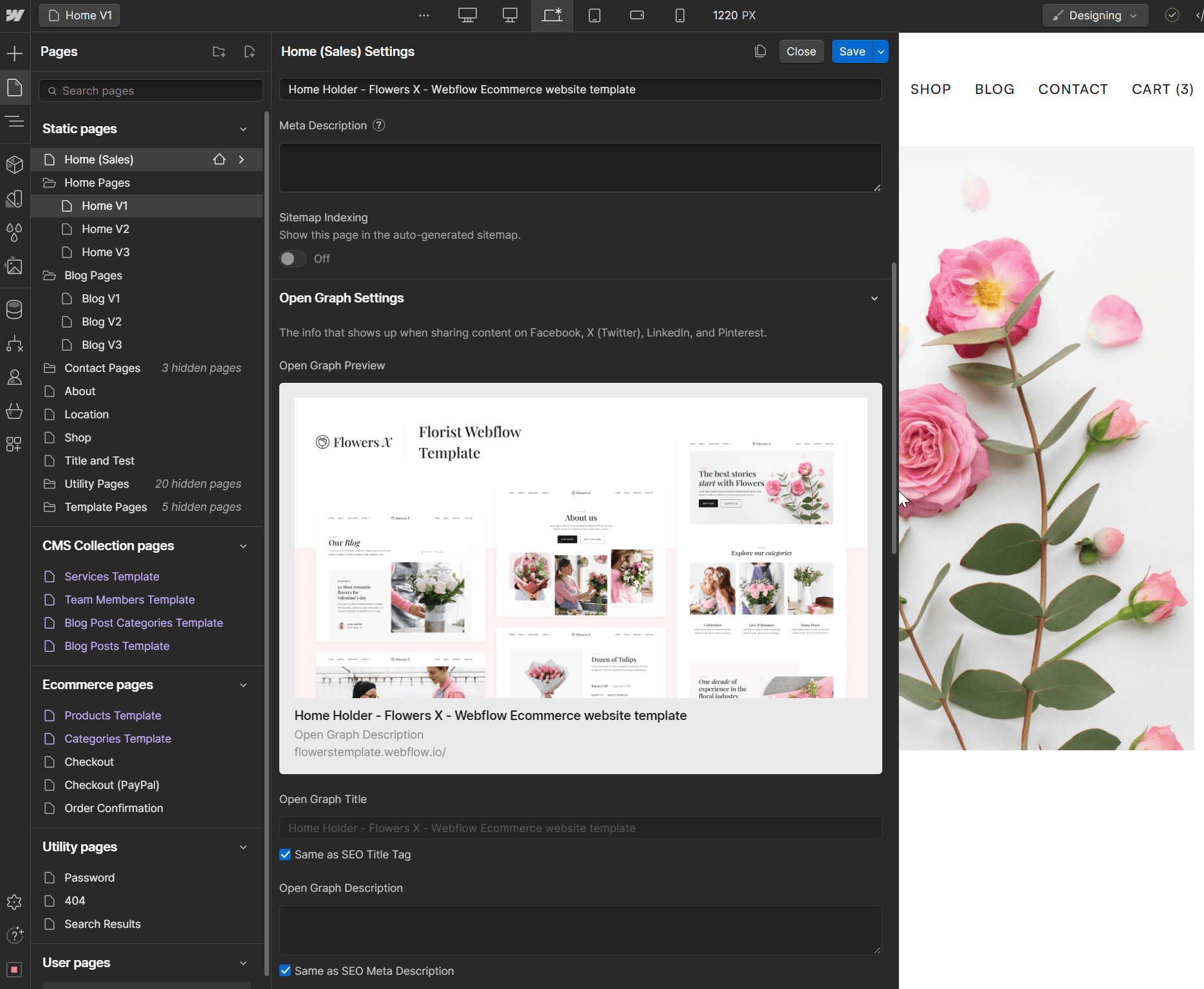 Flowers X Webflow Template And Ui Kit - Seo