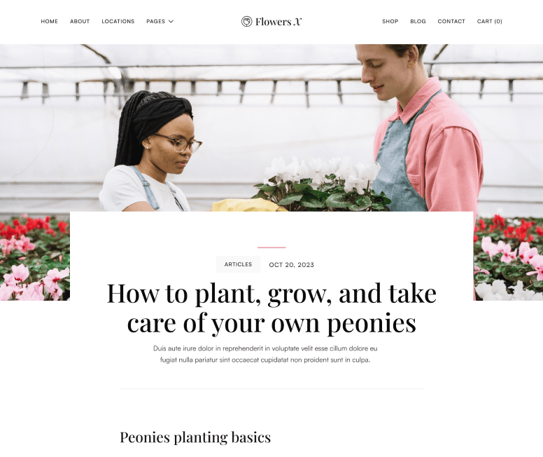 Flowers X - Blog Post Main Page - Florist Webflow Template