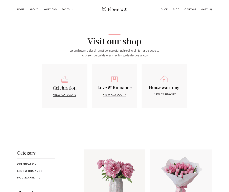 Flowers X - Shop Main Page - Florist Webflow Template