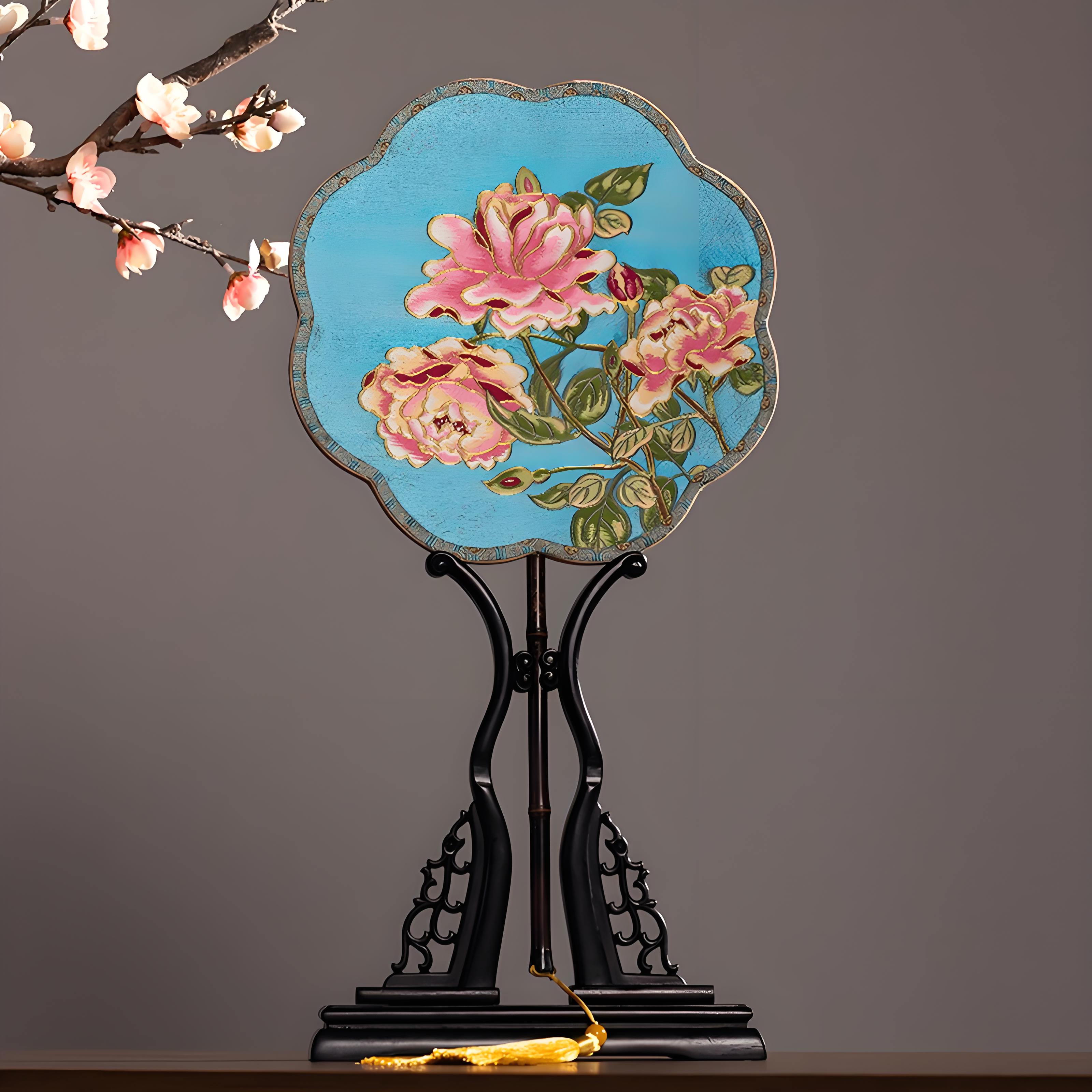 Spring Everlasting Embroidered Palace Fan