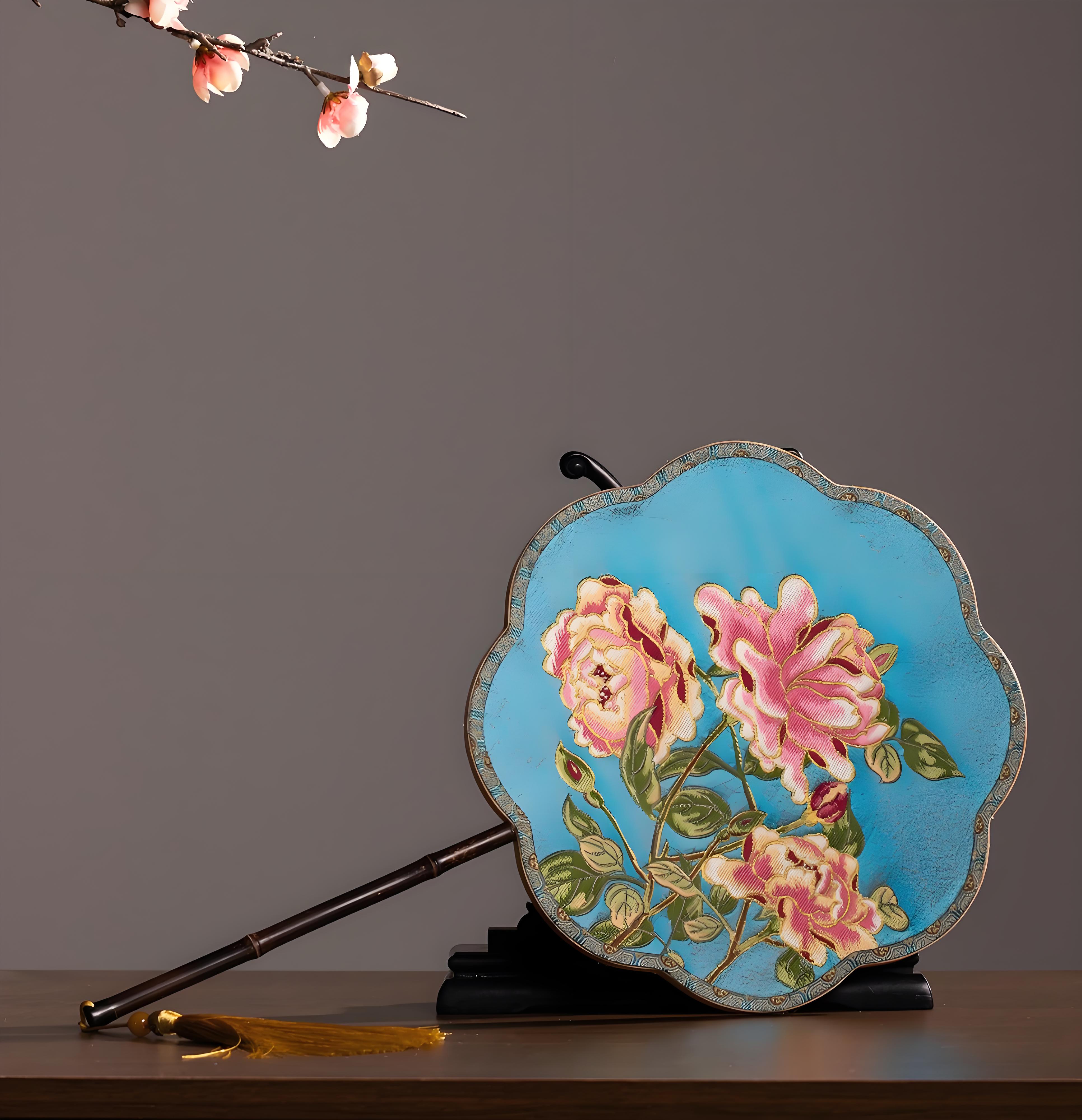 Spring Everlasting Embroidered Palace Fan