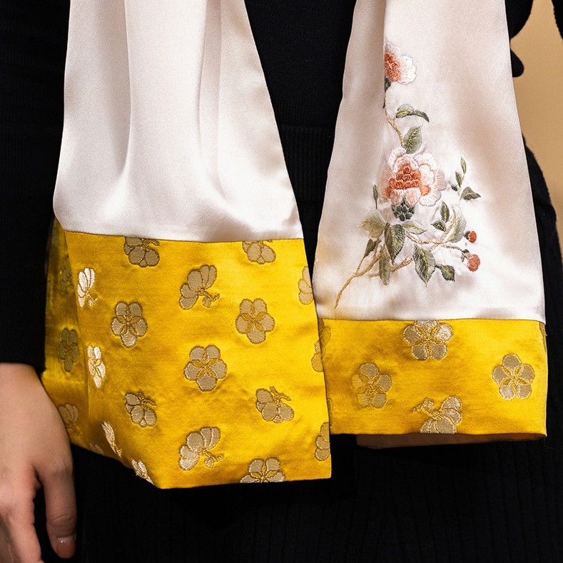 “Stitched by Time” Silk & Brocade Scarf