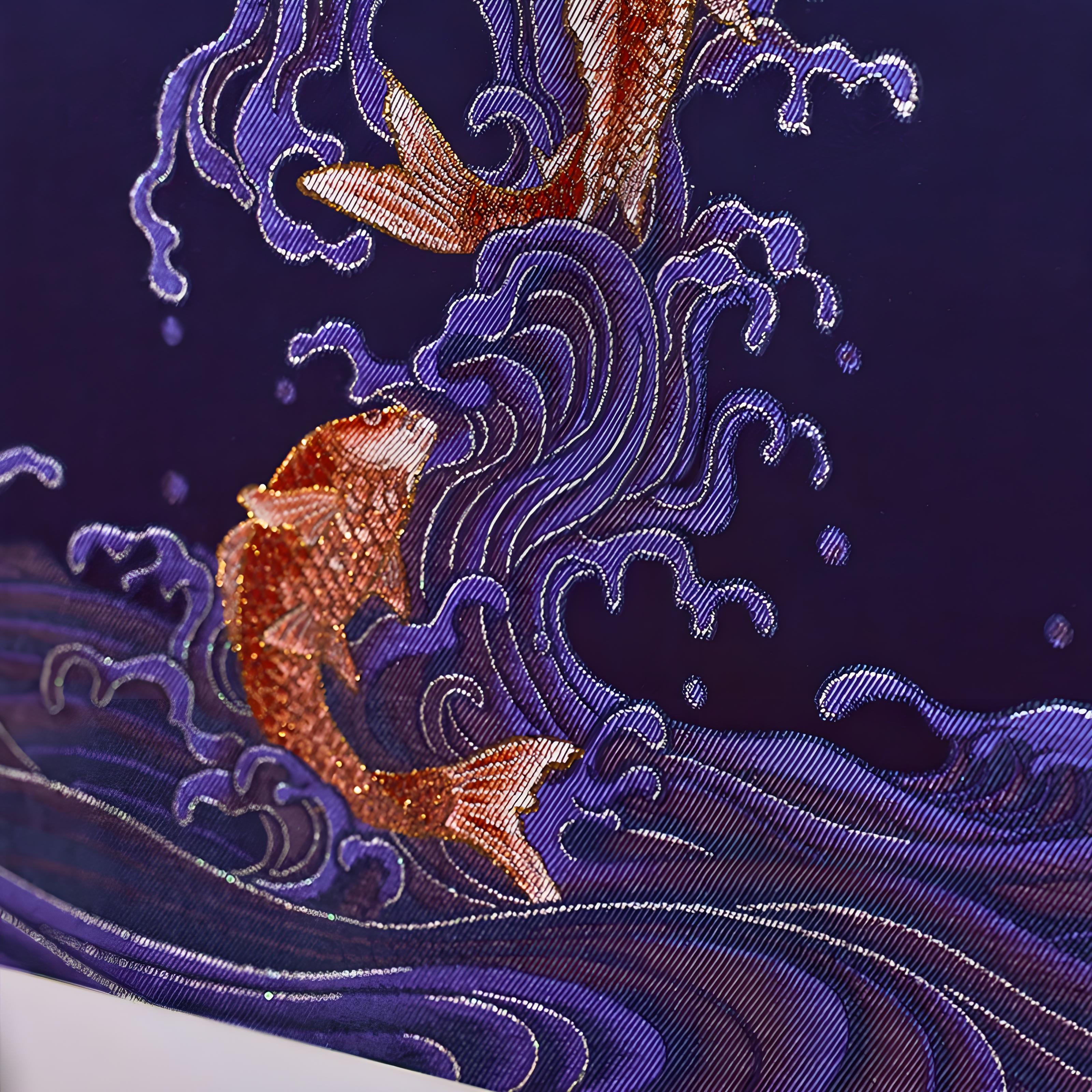 Nine Fortunes: Koi & Lotus Silk Relic