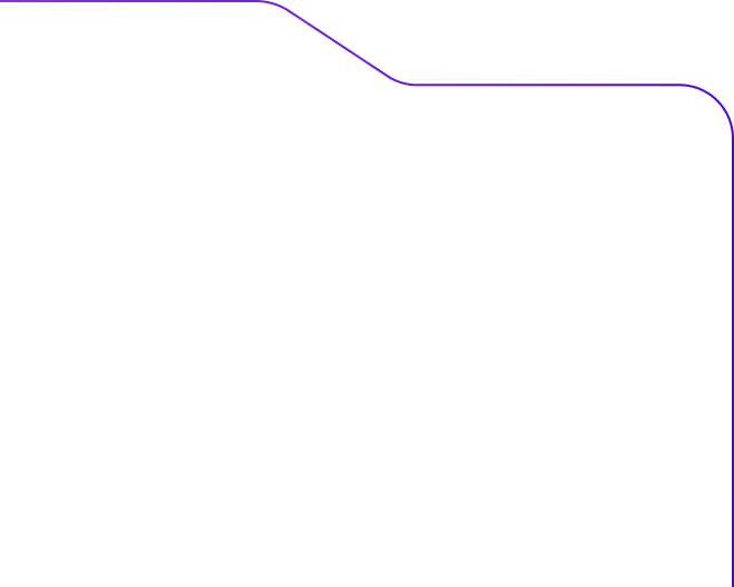 Purple curved arrow pointing right and downward, shaped like a right-angled bracket with rounded edges.
