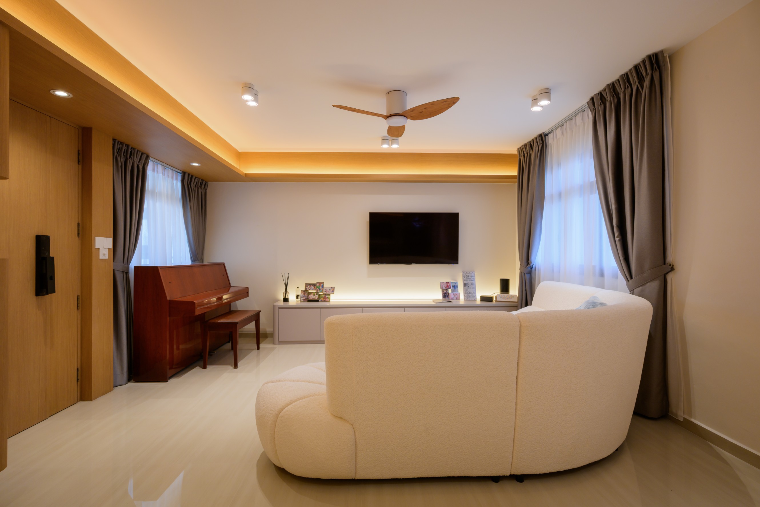 Modern residential living room renovation in Singapore