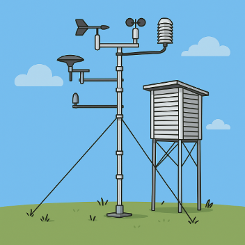 Weather station cartoon