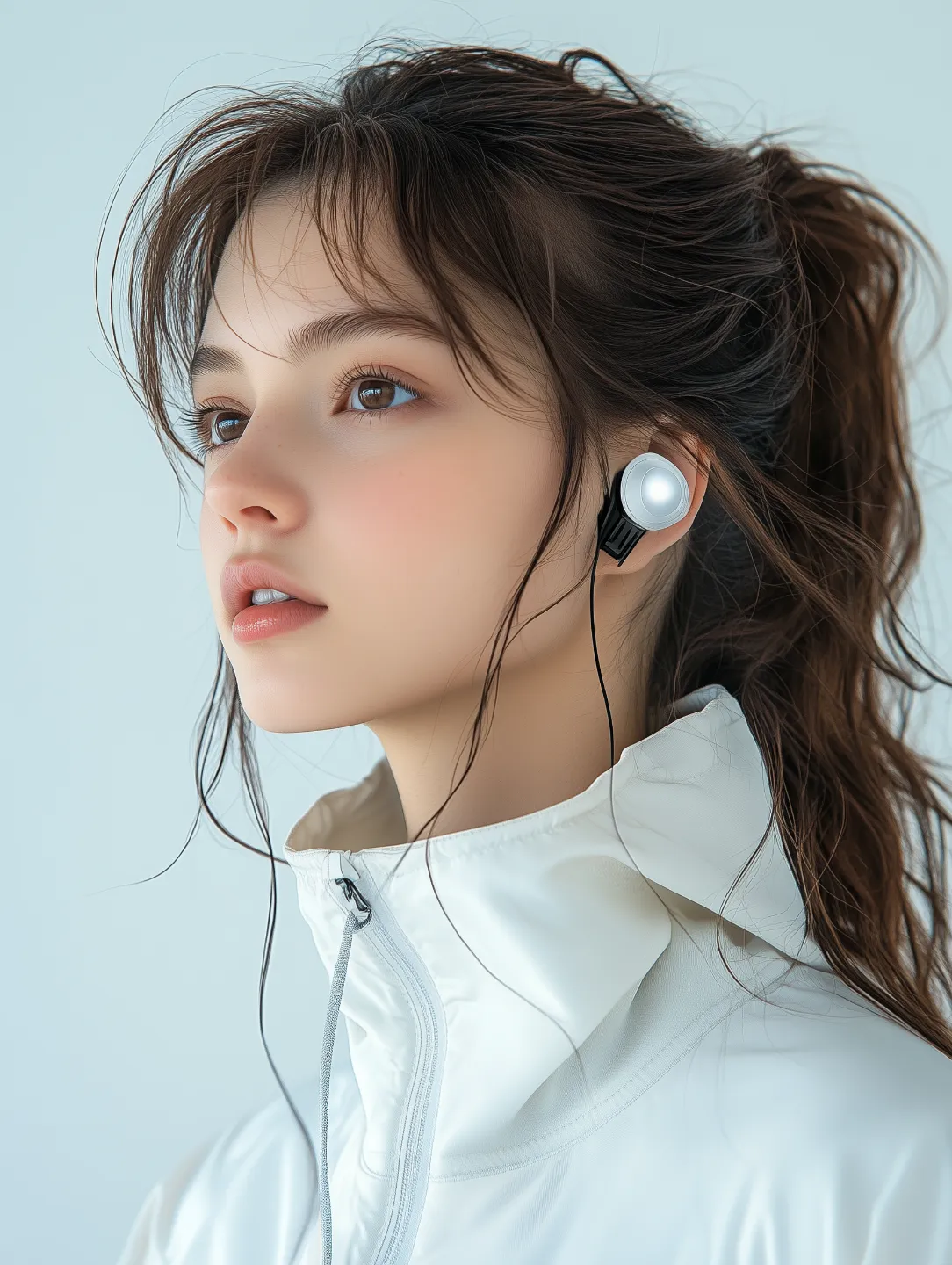 woman with earphones
