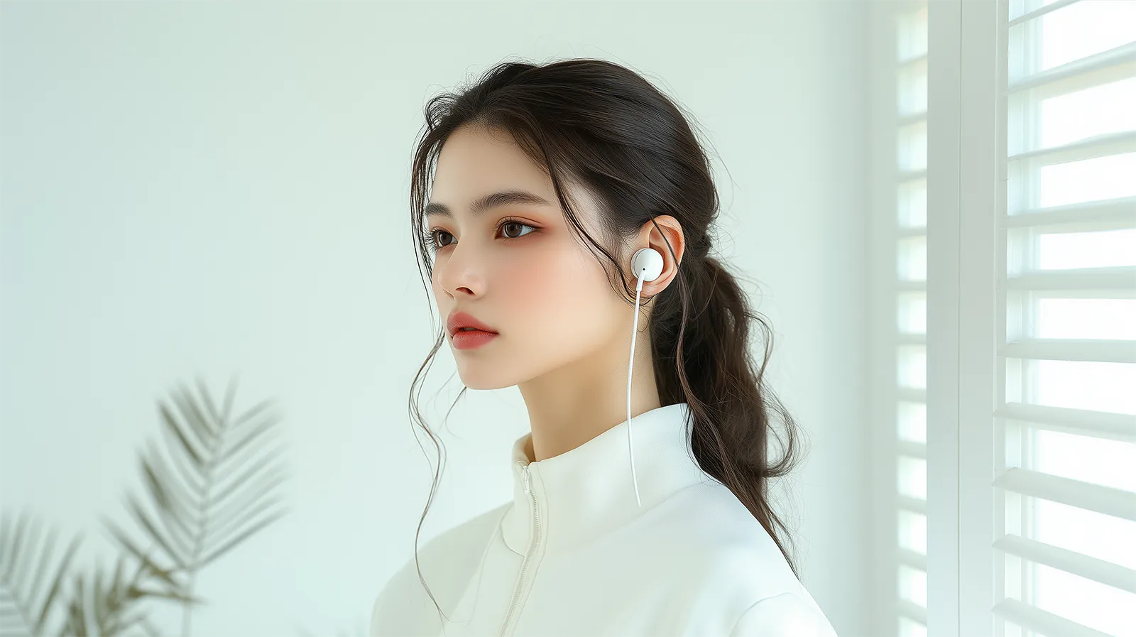 woman with earphones