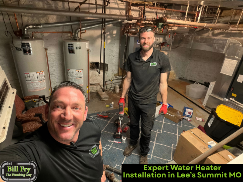 plumbers installing a water heater